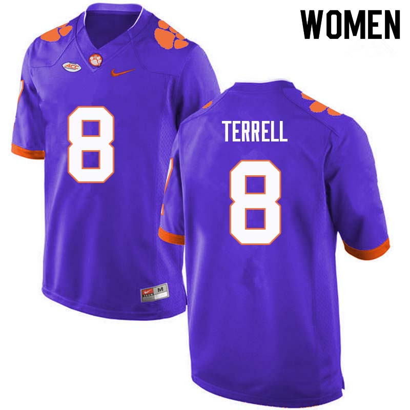 Women #8 A.J. Terrell Clemson Tigers College Football Jerseys Sale-Purple - Click Image to Close